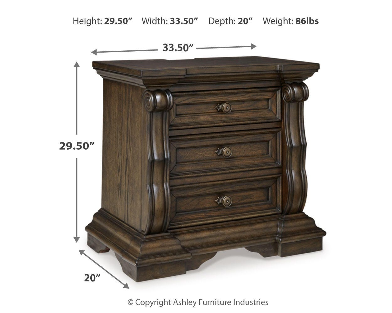 Maylee Dark Brown Canopy Bedroom Set dimension view