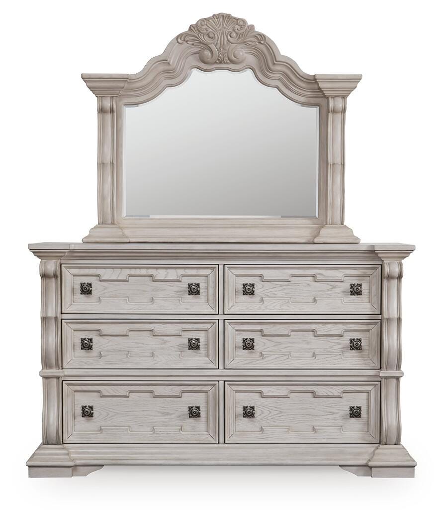 Bruchandi Antique White Upholstered Panel Bedroom Set view 5