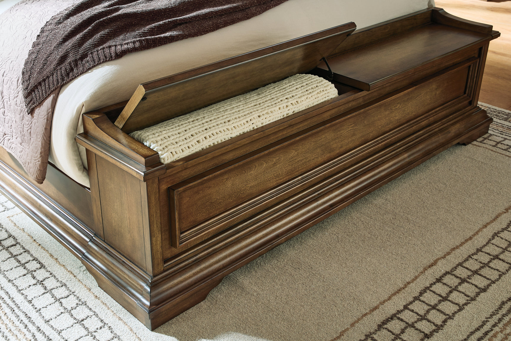 Frantanna Brown King Panel Storage Bed