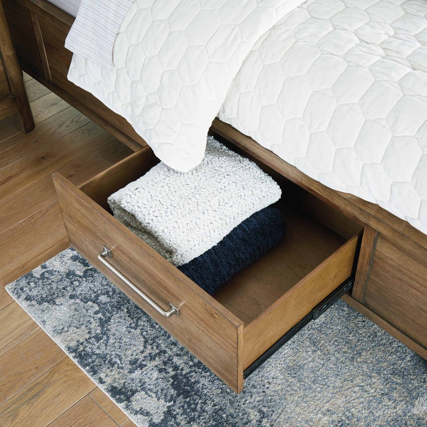 Cabalynn Light Brown Queen Panel Bed with Storage Drawers