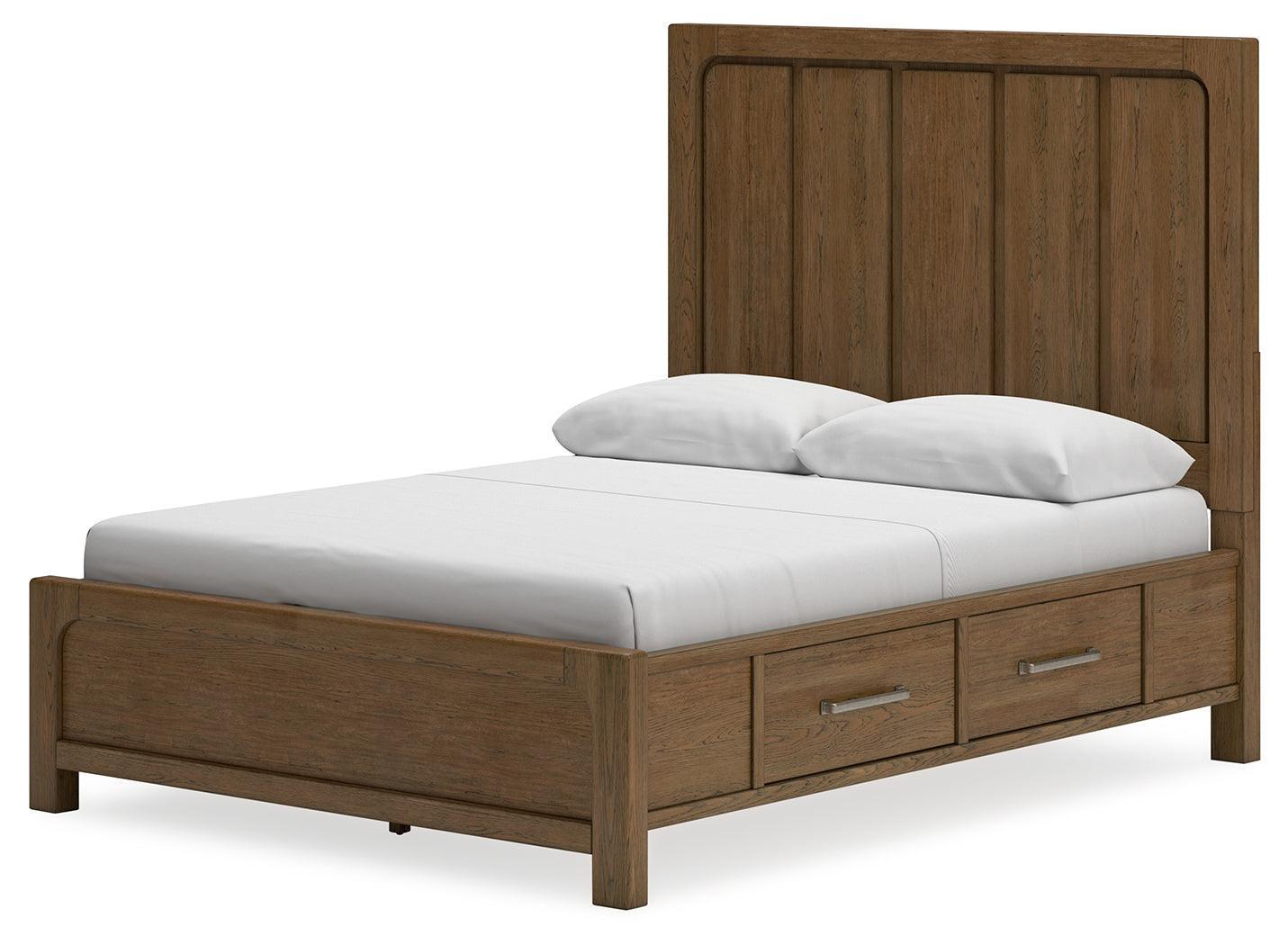 Cabalynn Light Brown Queen Panel Bed with Storage Drawers
