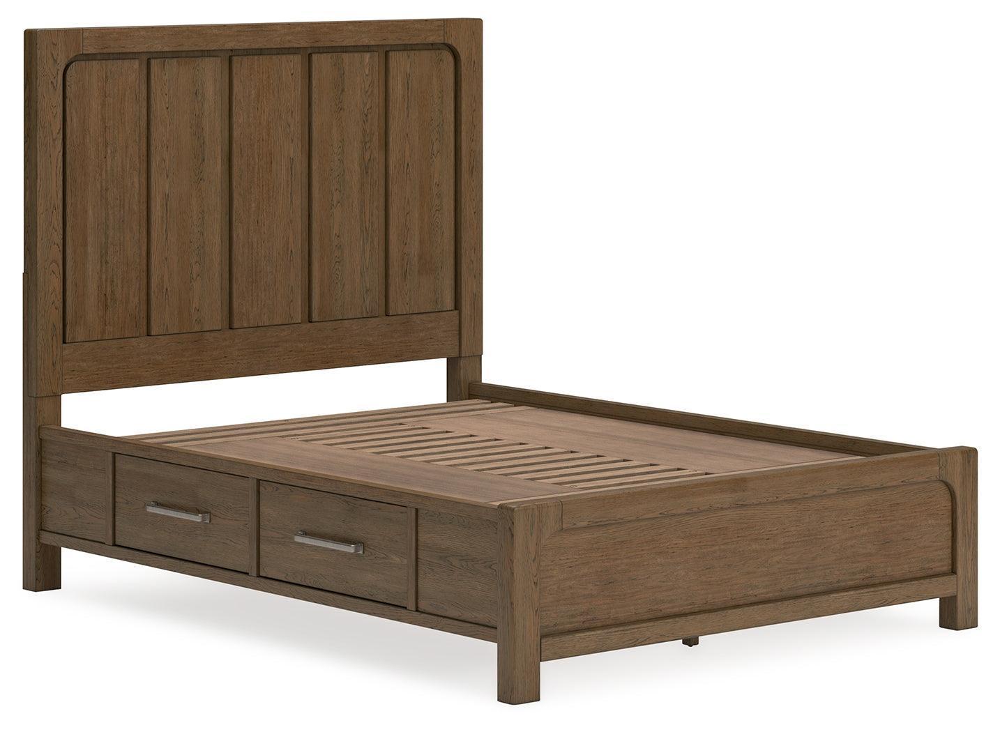 Cabalynn Light Brown Queen Panel Bed with Storage Drawers