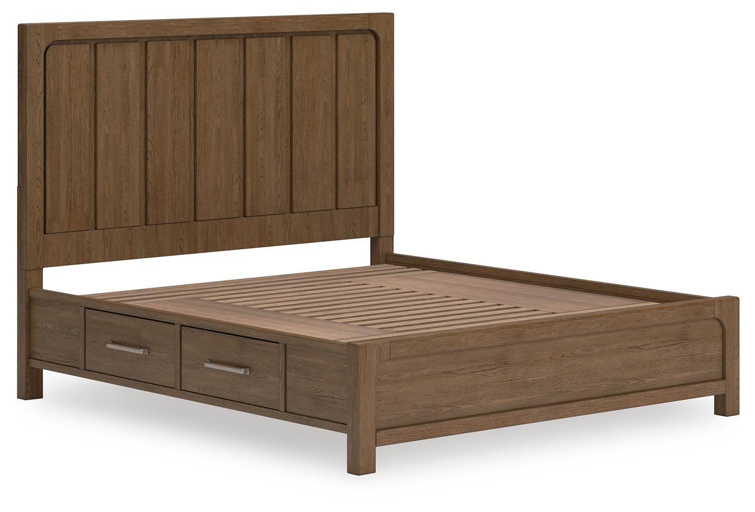 Cabalynn Light Brown King Panel Bed with Storage Drawers