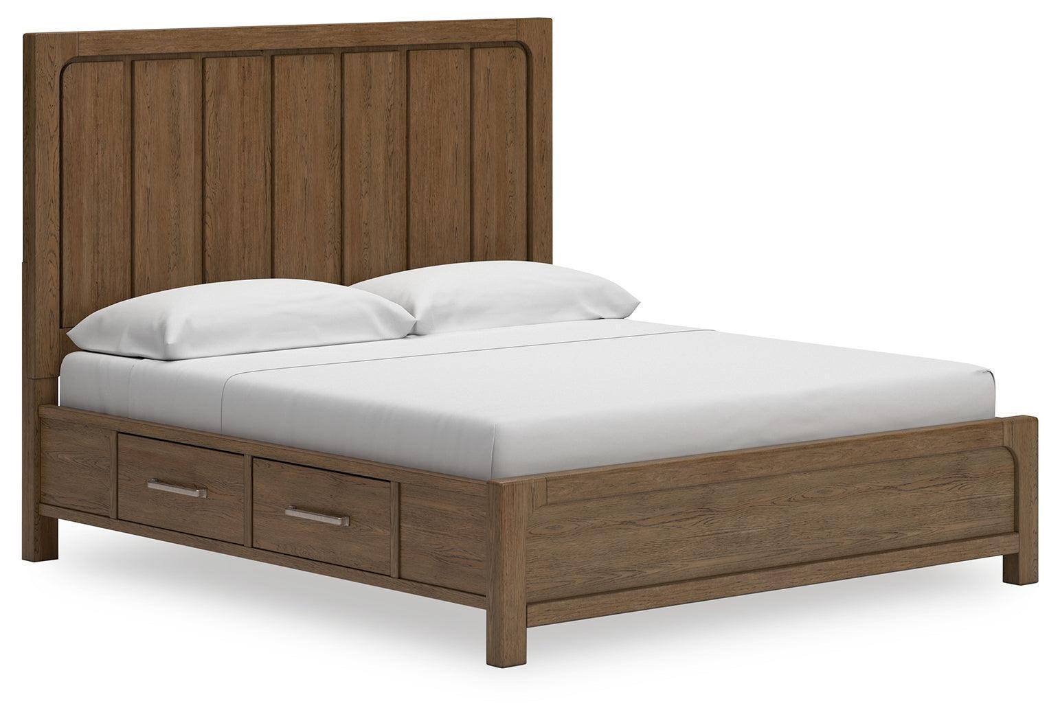 Cabalynn Light Brown King Panel Bed with Storage Drawers