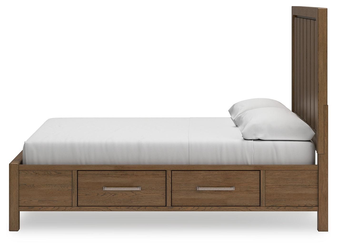 Cabalynn Light Brown King Panel Bed with Storage Drawers