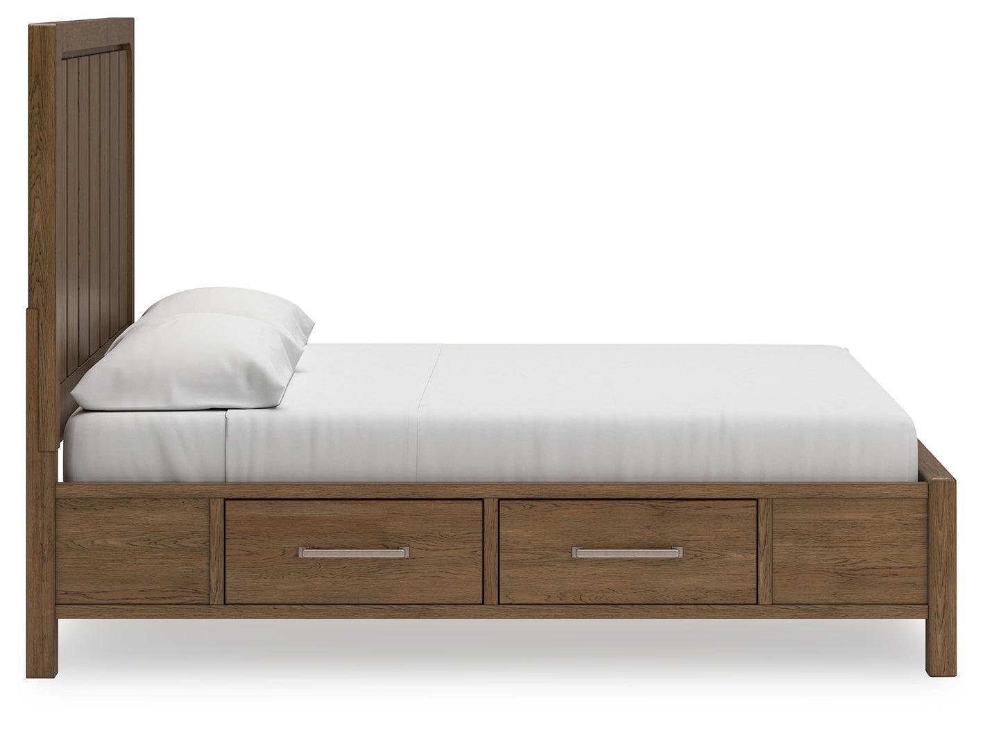 Cabalynn Light Brown King Panel Bed with Storage Drawers