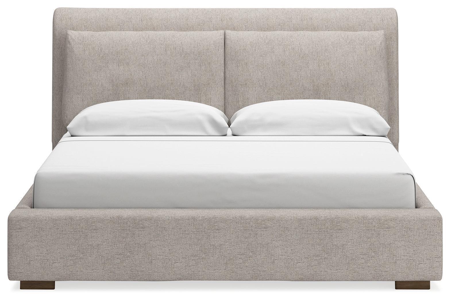 Cabalynn Light Brown Queen Upholstered Panel Bed