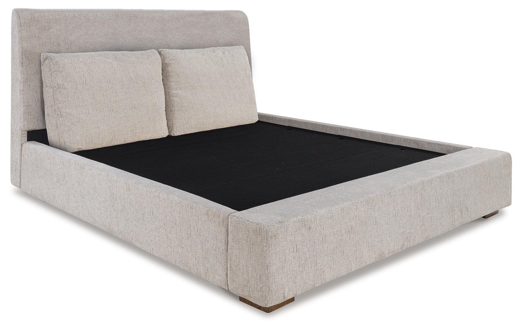 Cabalynn Light Brown King Upholstered Panel Bed