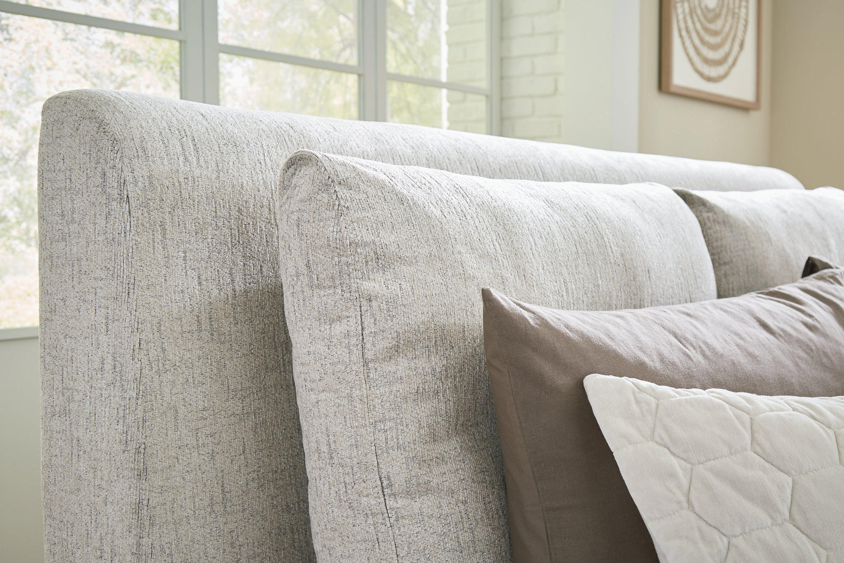 Cabalynn Light Brown King Upholstered Panel Bed