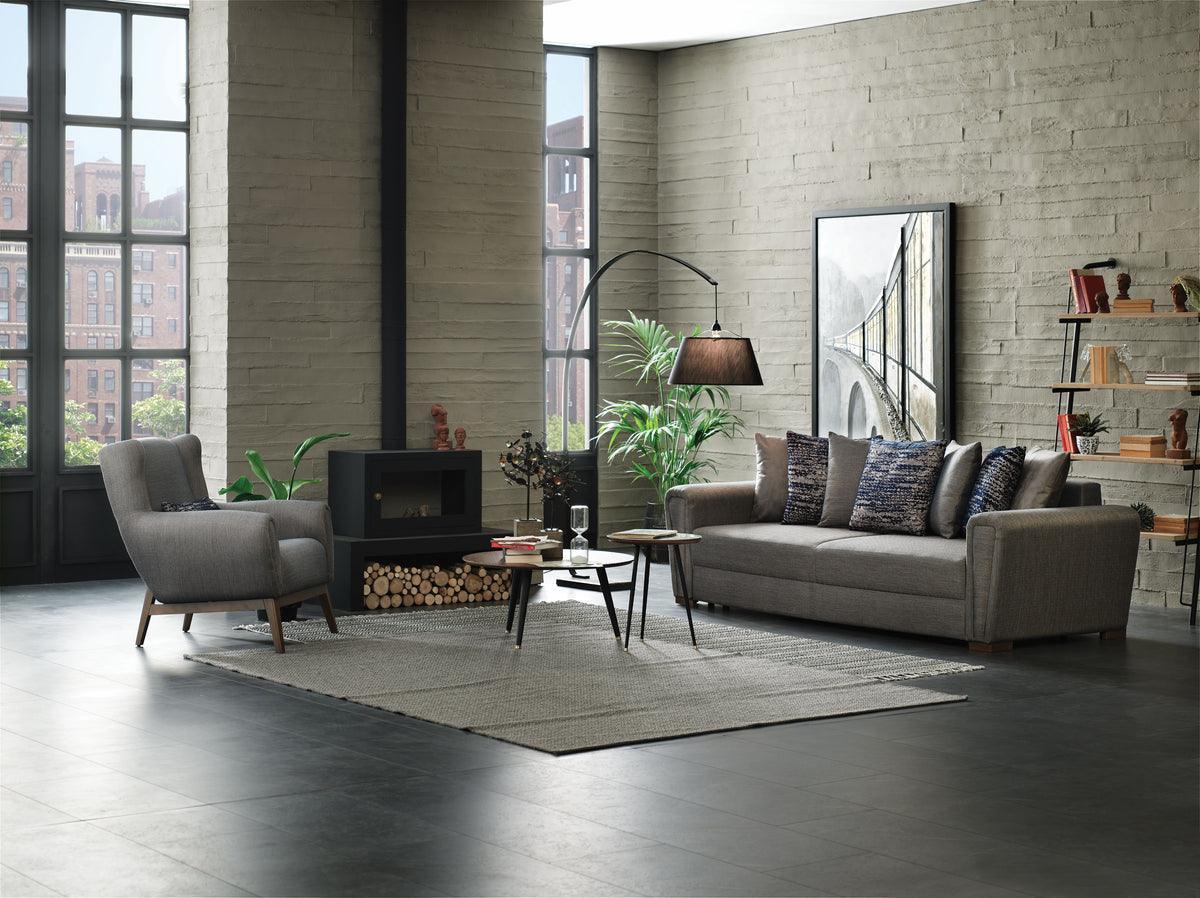 Brera Brown/blue 3-Seater Sofa Bed With Storage - Ella Furniture