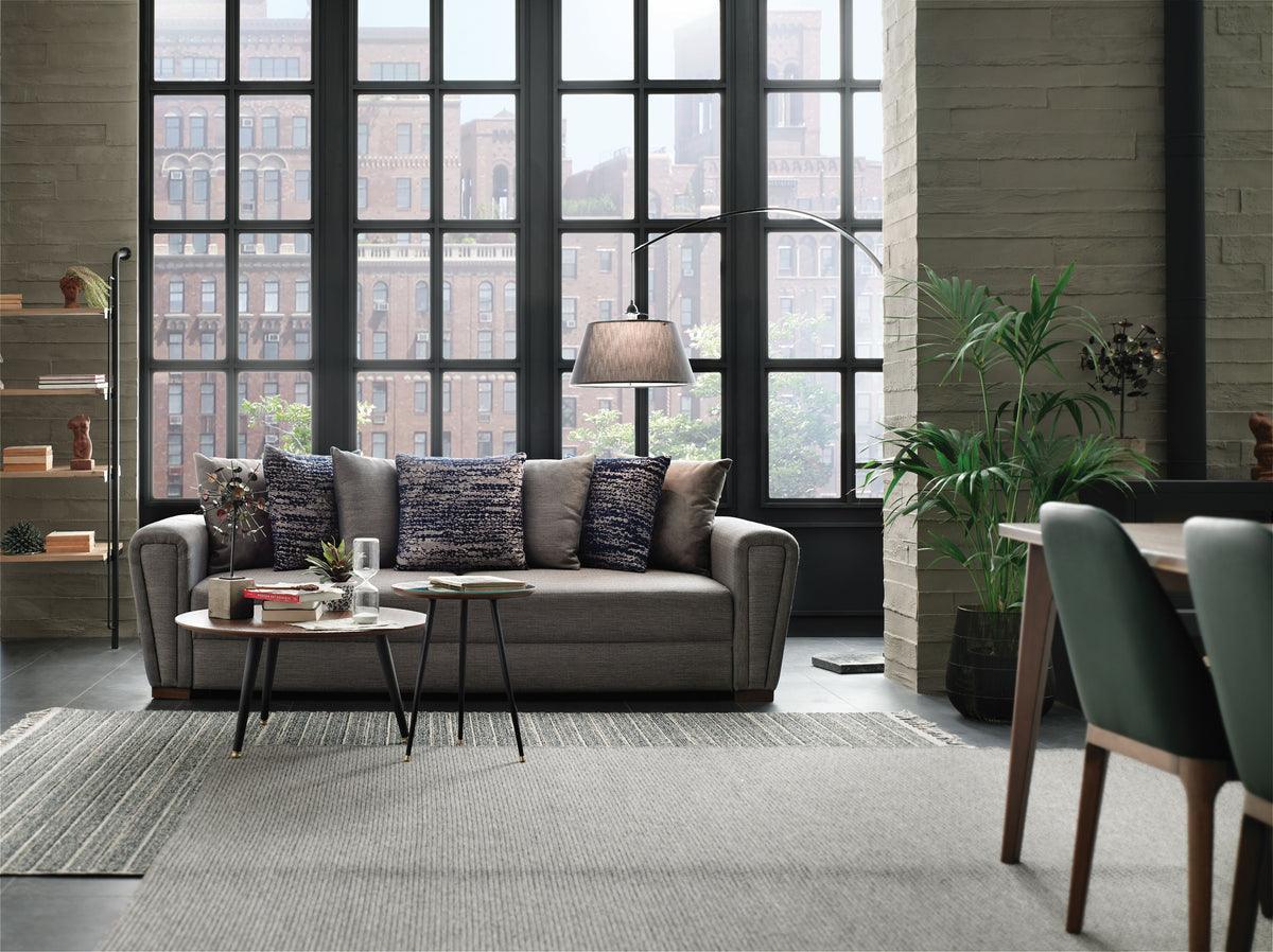 Brera Brown/blue 3-Seater Sofa Bed With Storage - Ella Furniture