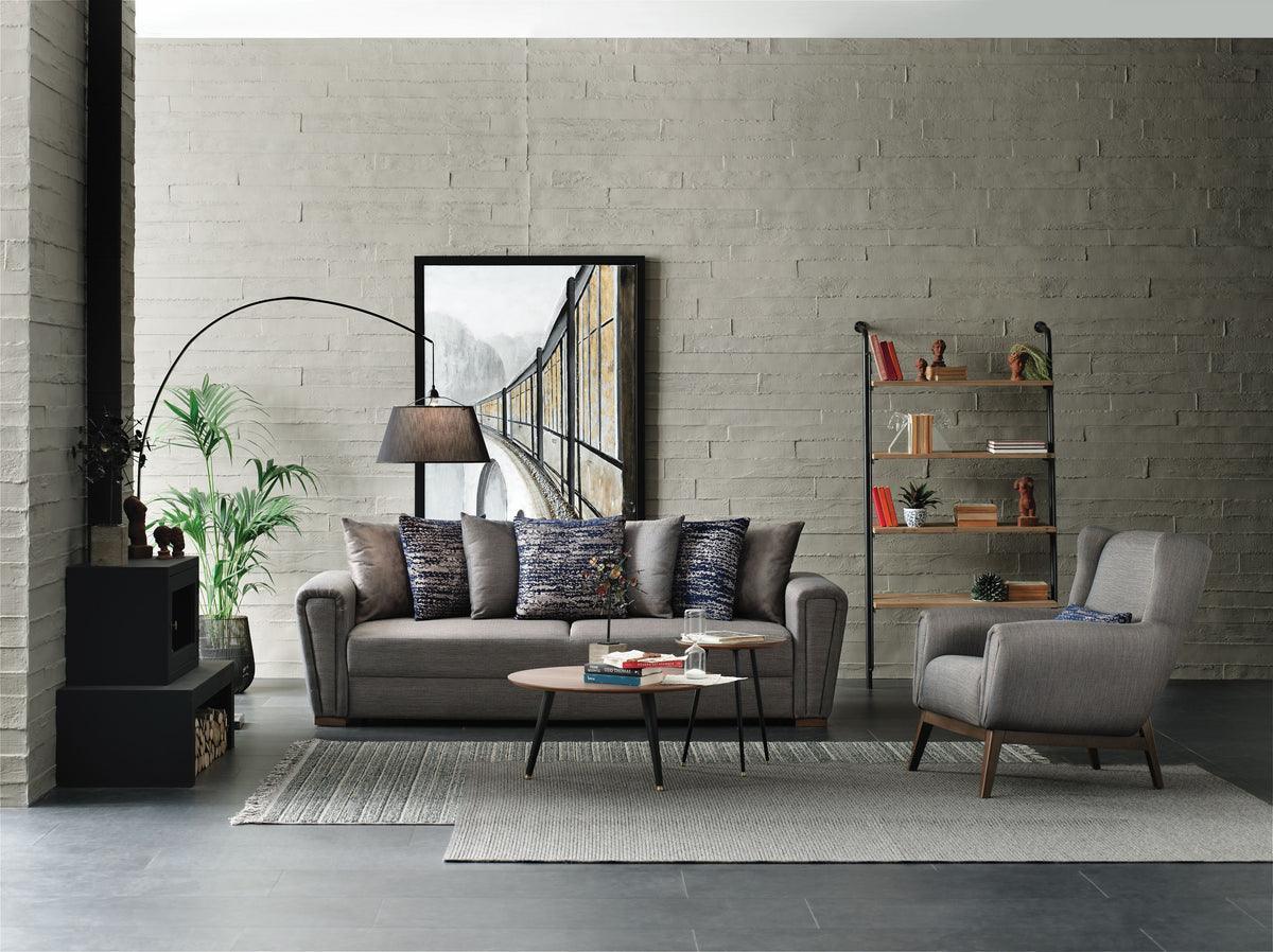 Brera Brown/blue 3-Seater Sofa Bed With Storage - Ella Furniture