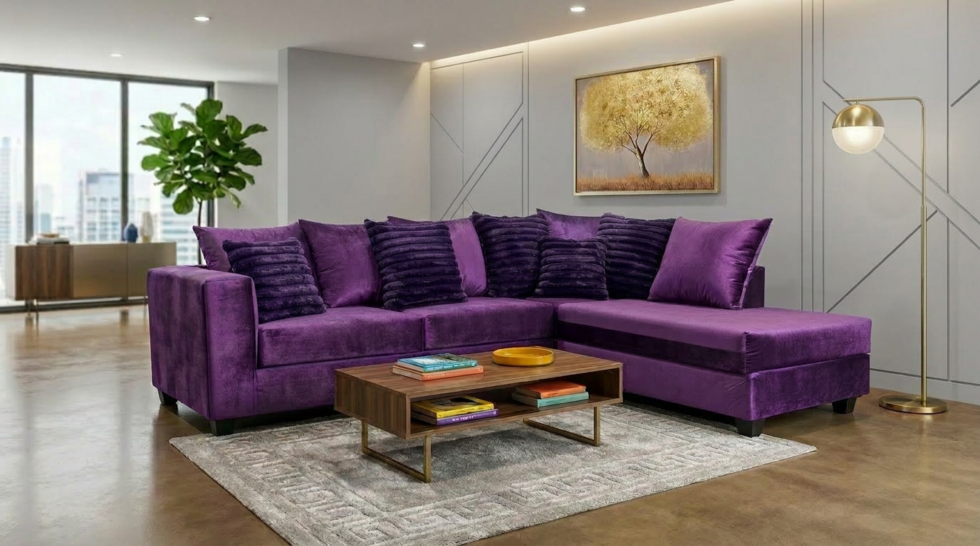 Kora Purple 2-Piece Fabric Sectional Sofa from Ella Furniture