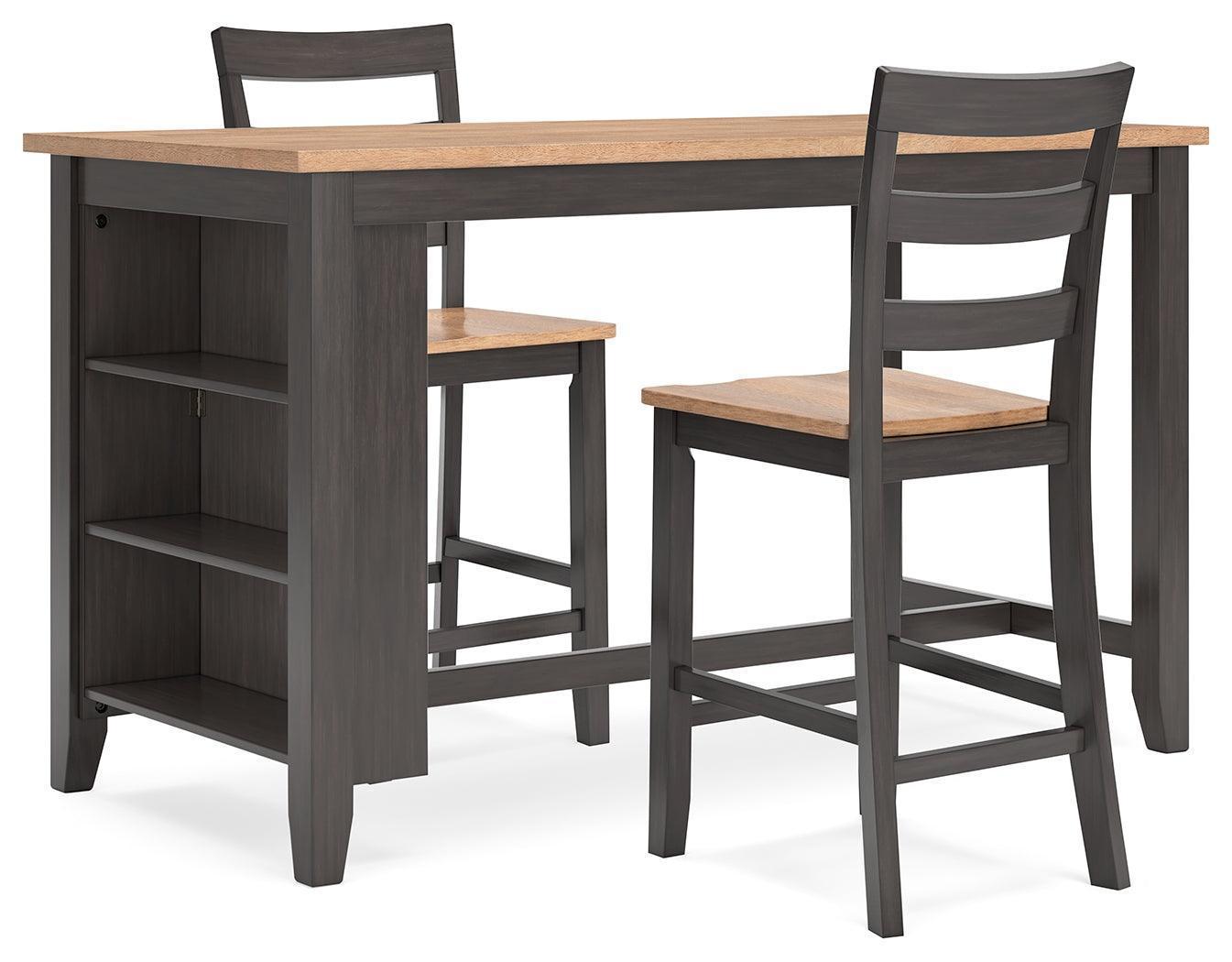 Gesthaven Natural/Brown Counter Height Dining Table and 2 Barstools