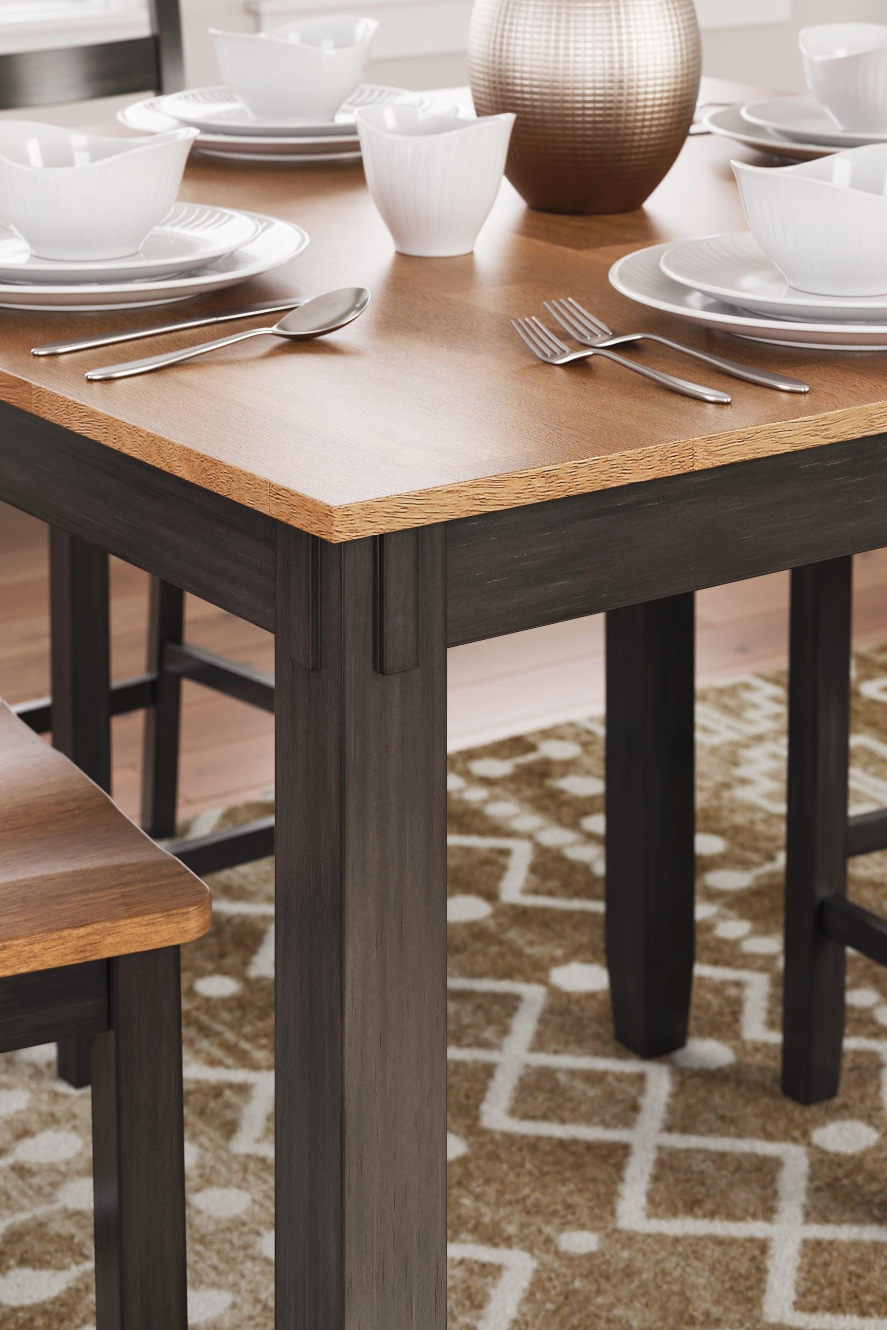 Gesthaven Natural Brown Counter Height Dining Table with 4 Ladderback Barstools