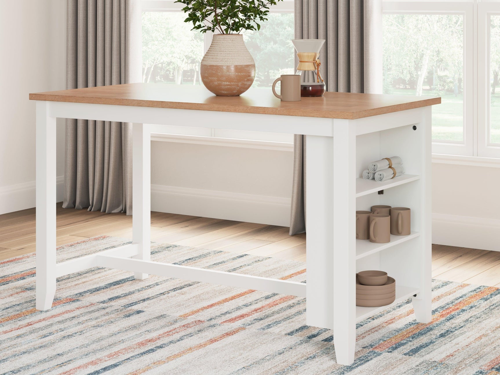 Gesthaven Natural/White Counter Height Dining Table and 2 Barstools