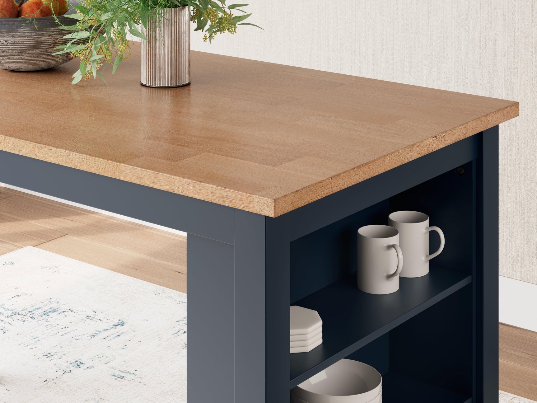 Gesthaven Natural/Blue Counter Height Dining Table and 2 Barstools