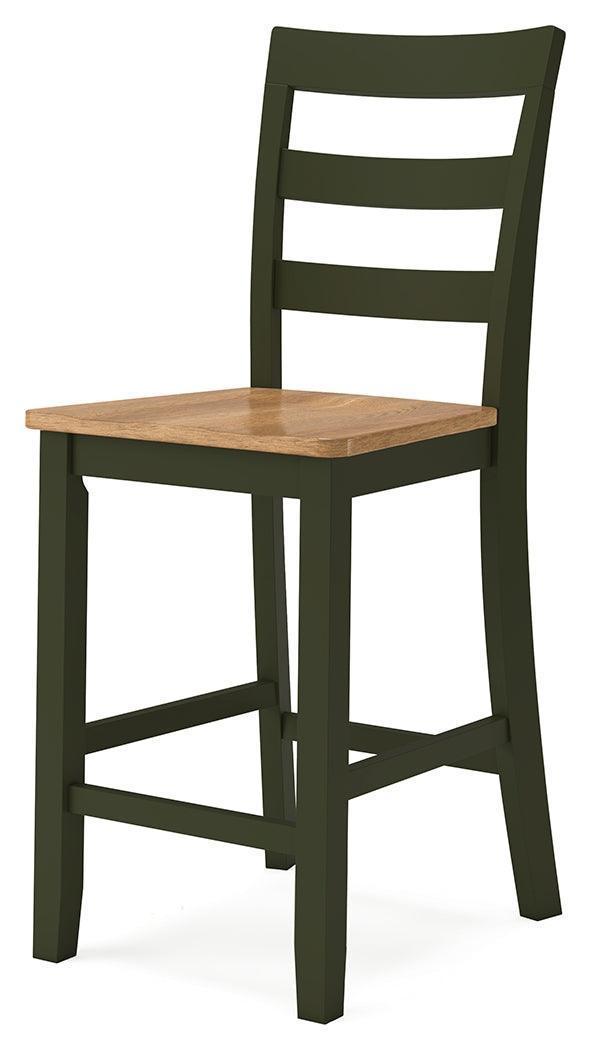 Gesthaven Natural/Green Counter Height Dining Table and 2 Barstools