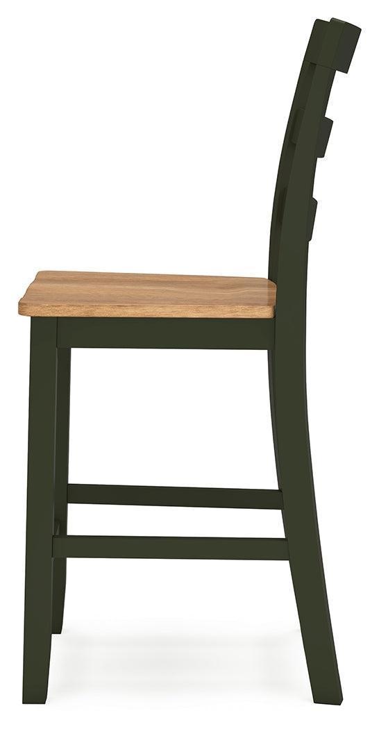 Gesthaven Natural/Green Counter Height Dining Table and 2 Barstools