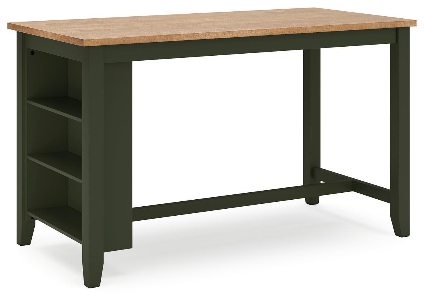 Gesthaven Natural/Green Counter Height Dining Table and 4 Barstools