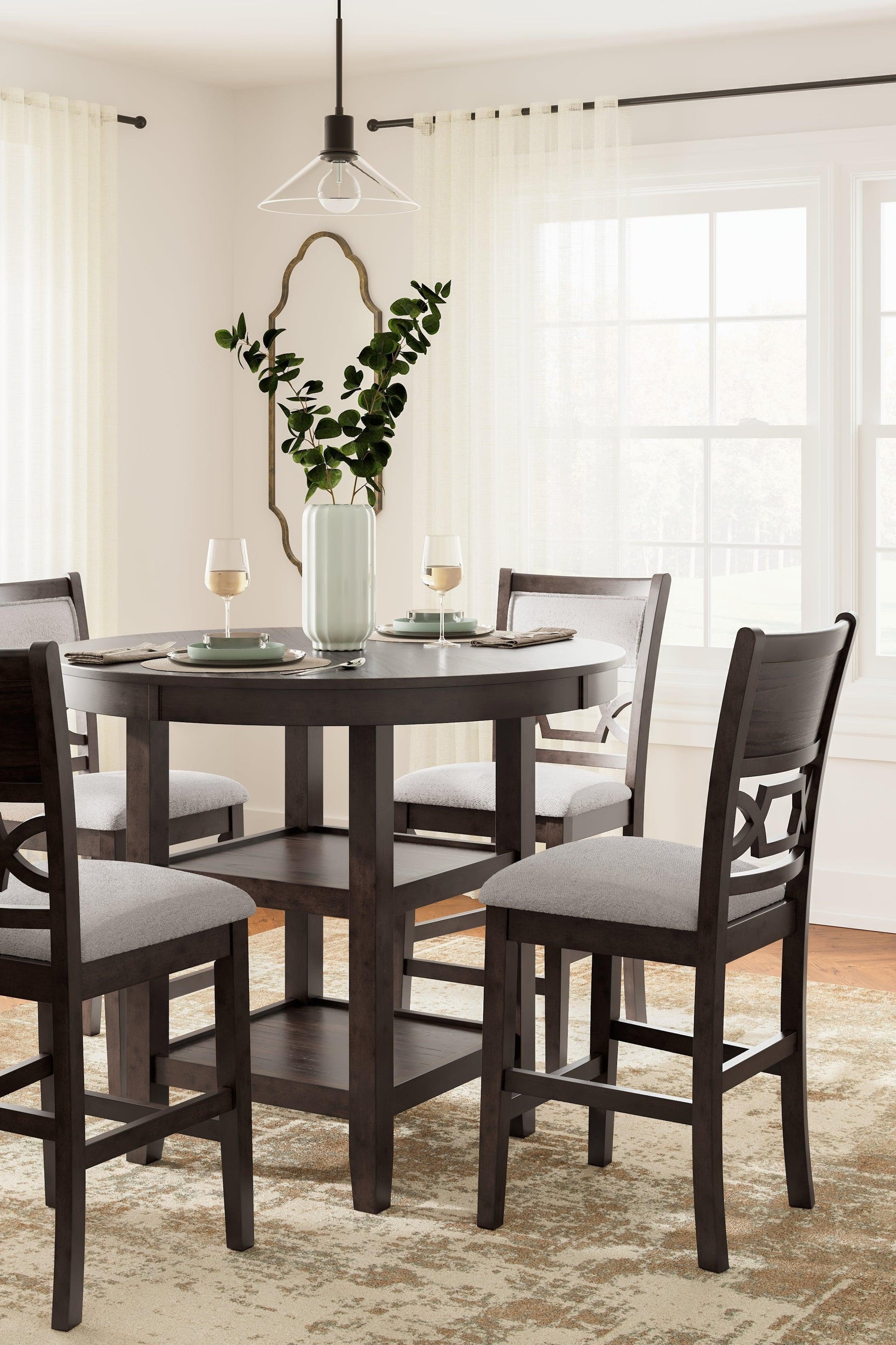 Langwest Brown Counter Height Dining Table And 4 Barstools (Set Of 5) - Ella Furniture