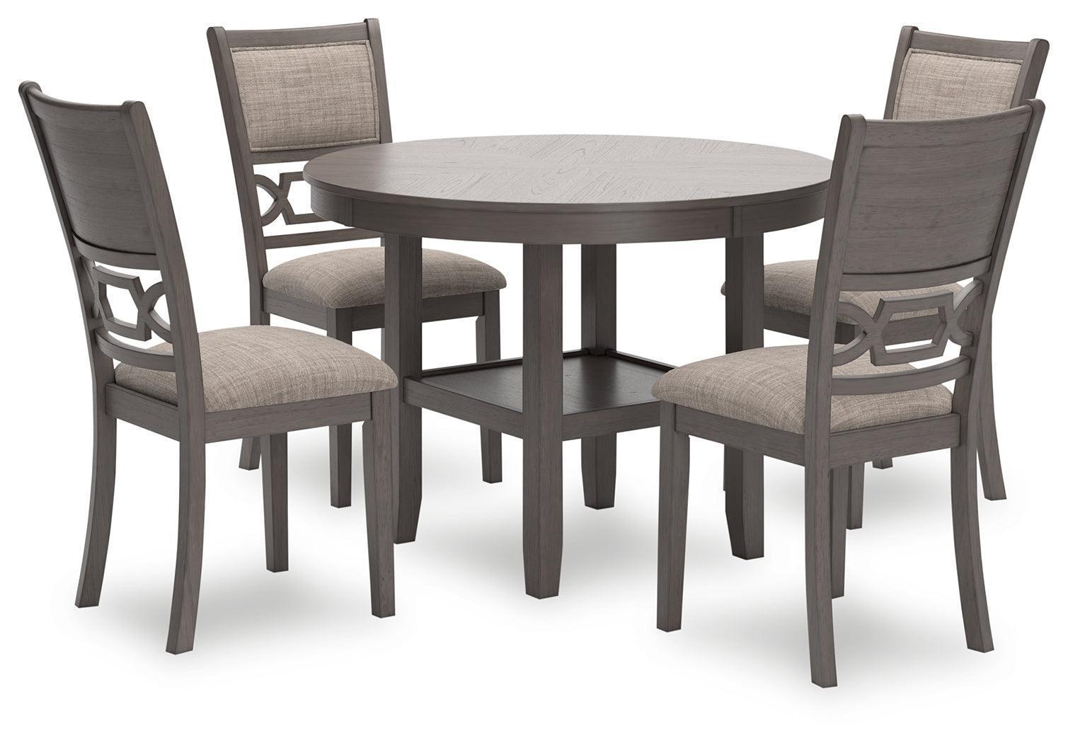 Wrenning Gray Dining Table and 4 Upholstered Chairs Set