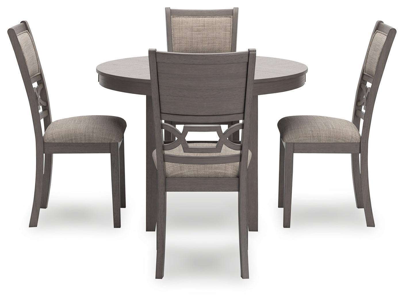 Wrenning Gray Dining Table and 4 Upholstered Chairs Set