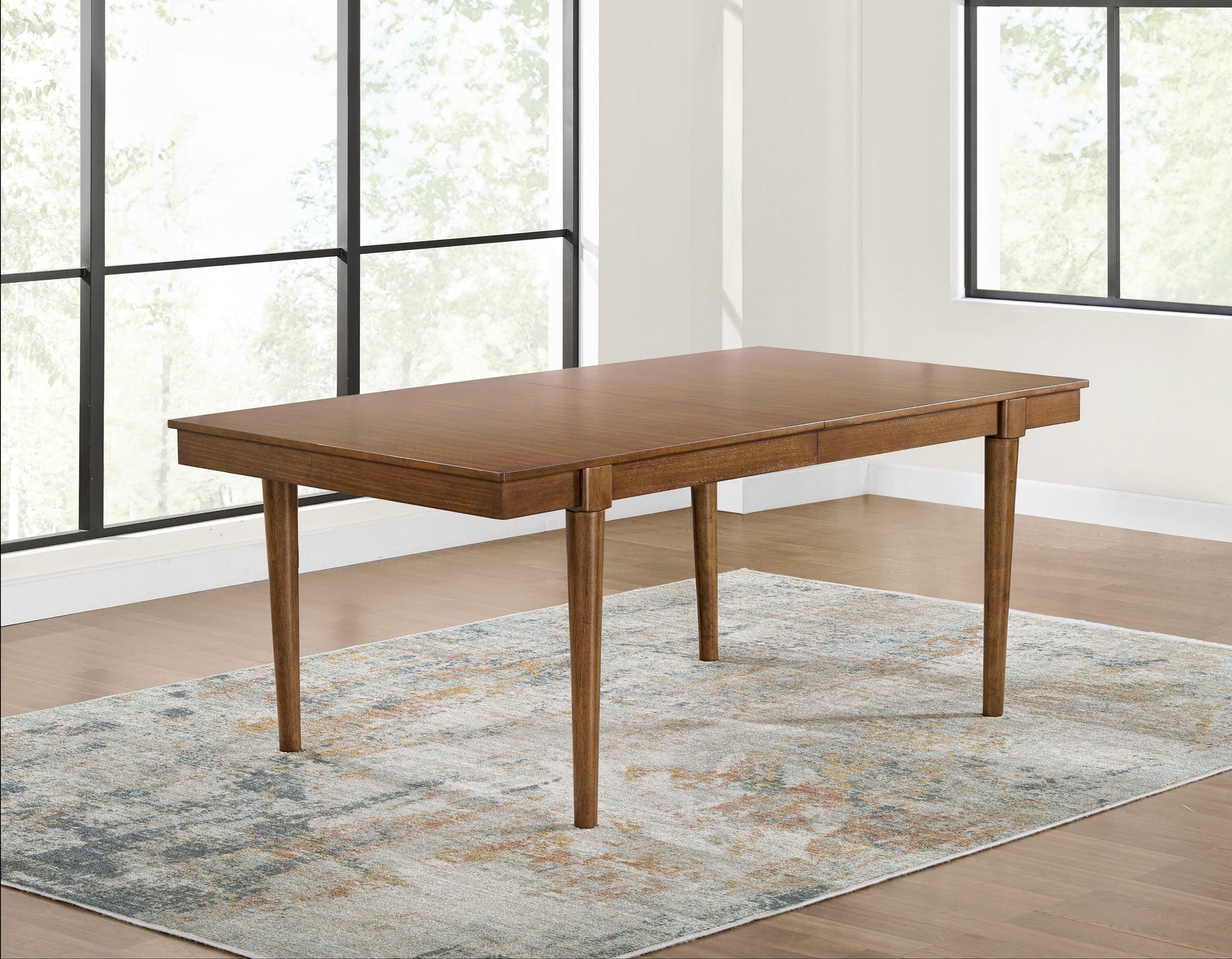 Lyncott Mid-Century Modern Brown Wood Dining Extension Table