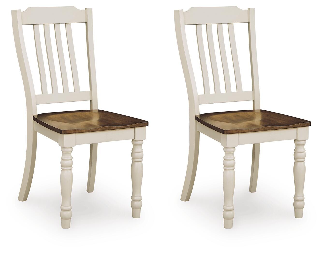 Wirloni Antique White/Brown Dining Chair angled view