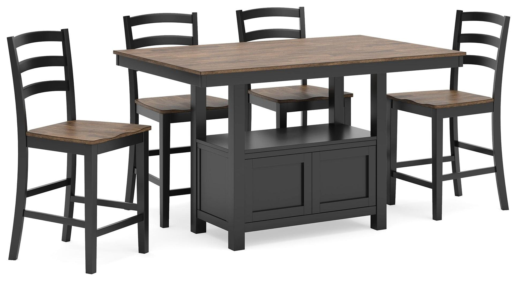 Wildenauer Brown/Black Counter Height Dining Table and 4 Barstools