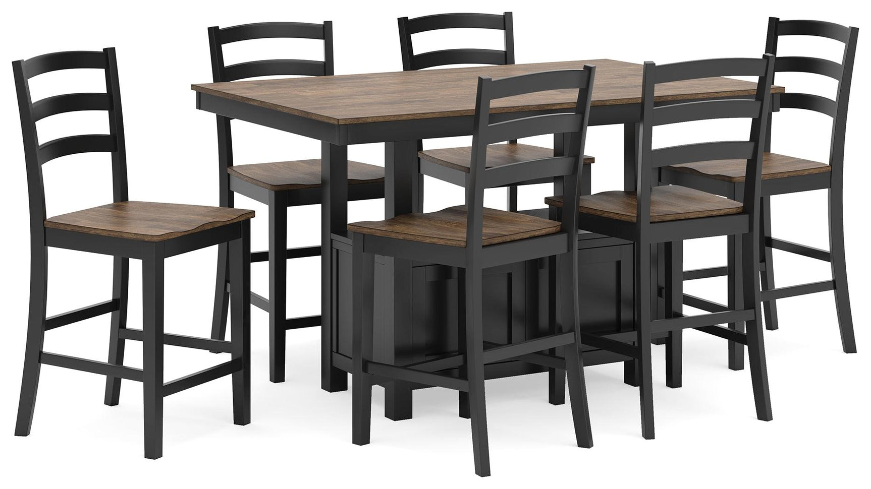 Wildenauer Brown/Black Counter Height Dining Table and 6 Barstools