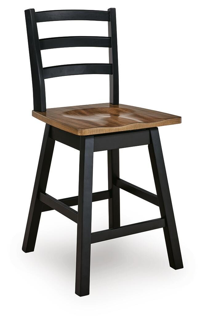 Wildenauer Brown/Black Counter Height Swivel Barstool