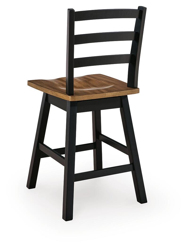 Wildenauer Brown/Black Counter Height Swivel Barstool