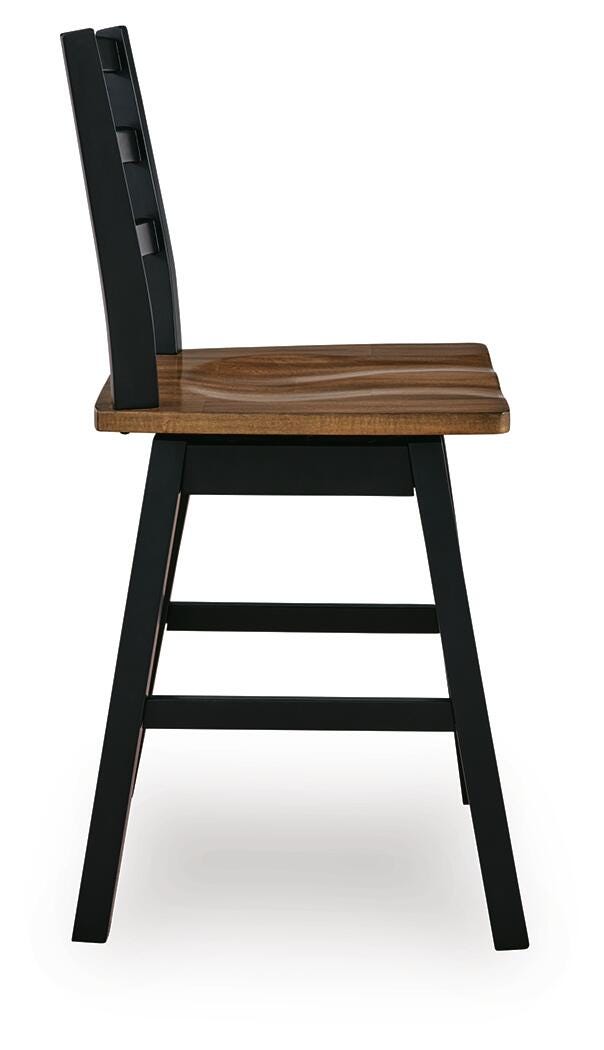 Wildenauer Brown/Black Counter Height Swivel Barstool