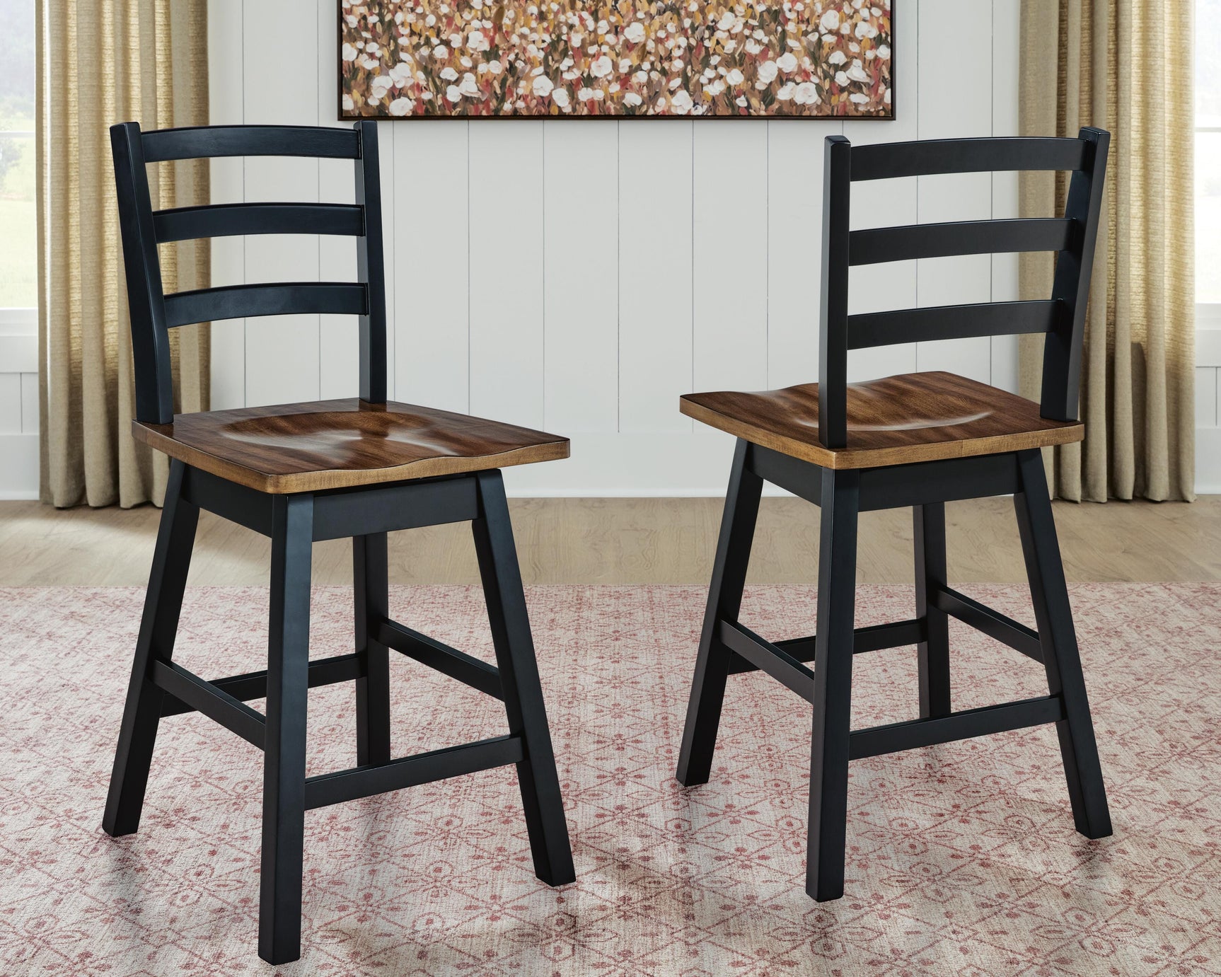 Wildenauer Brown/Black Counter Height Swivel Barstool