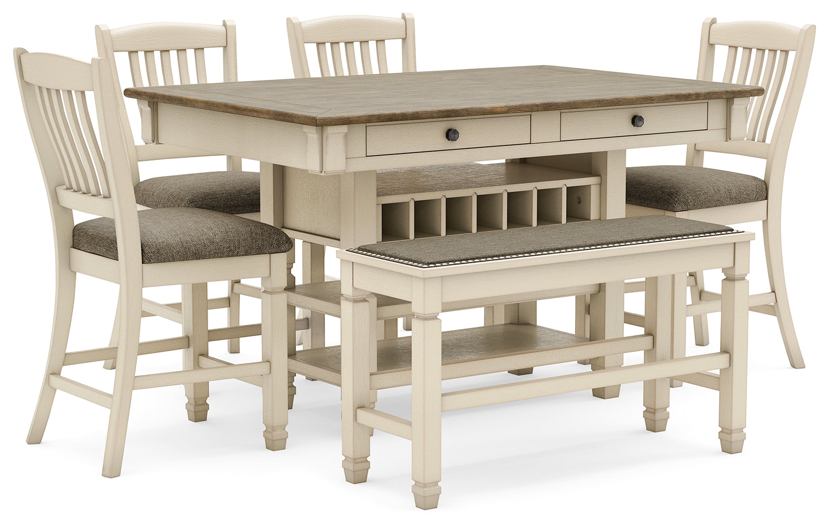 Bolanburg Two-tone Counter Height Dining Table and 4 Barstools and Bench