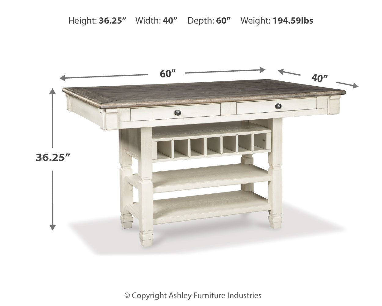 Bolanburg Two-tone Counter Height Dining Table and 4 Barstools and Bench