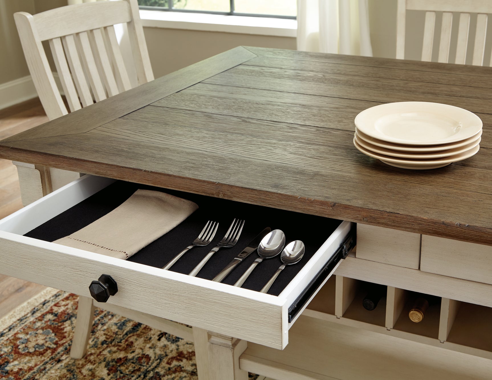 Bolanburg Two-tone Counter Height Dining Table and 4 Barstools and Bench