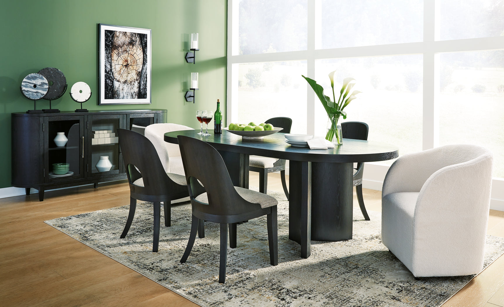 Rowanbeck Black Dining Table and 6 Chairs