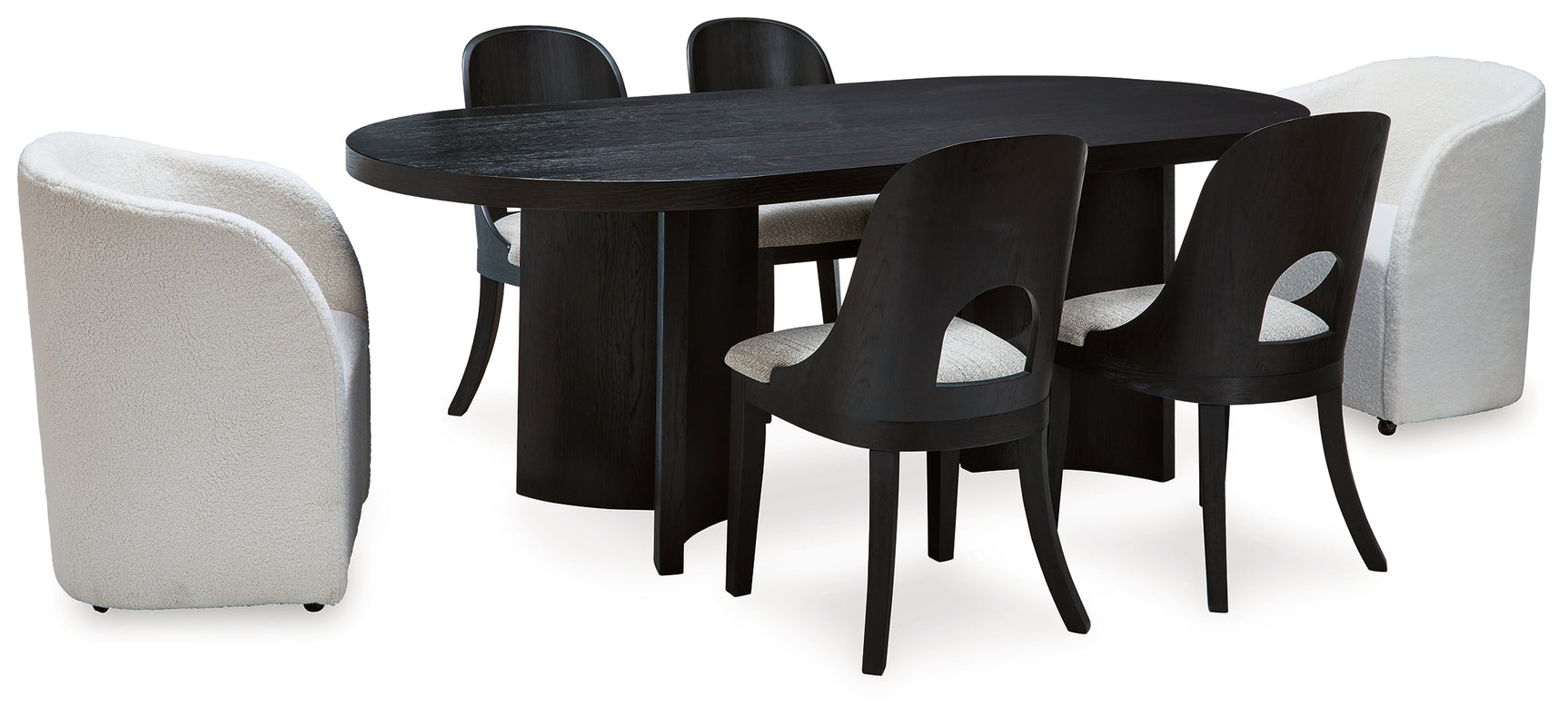 Rowanbeck Black Dining Table and 6 Chairs