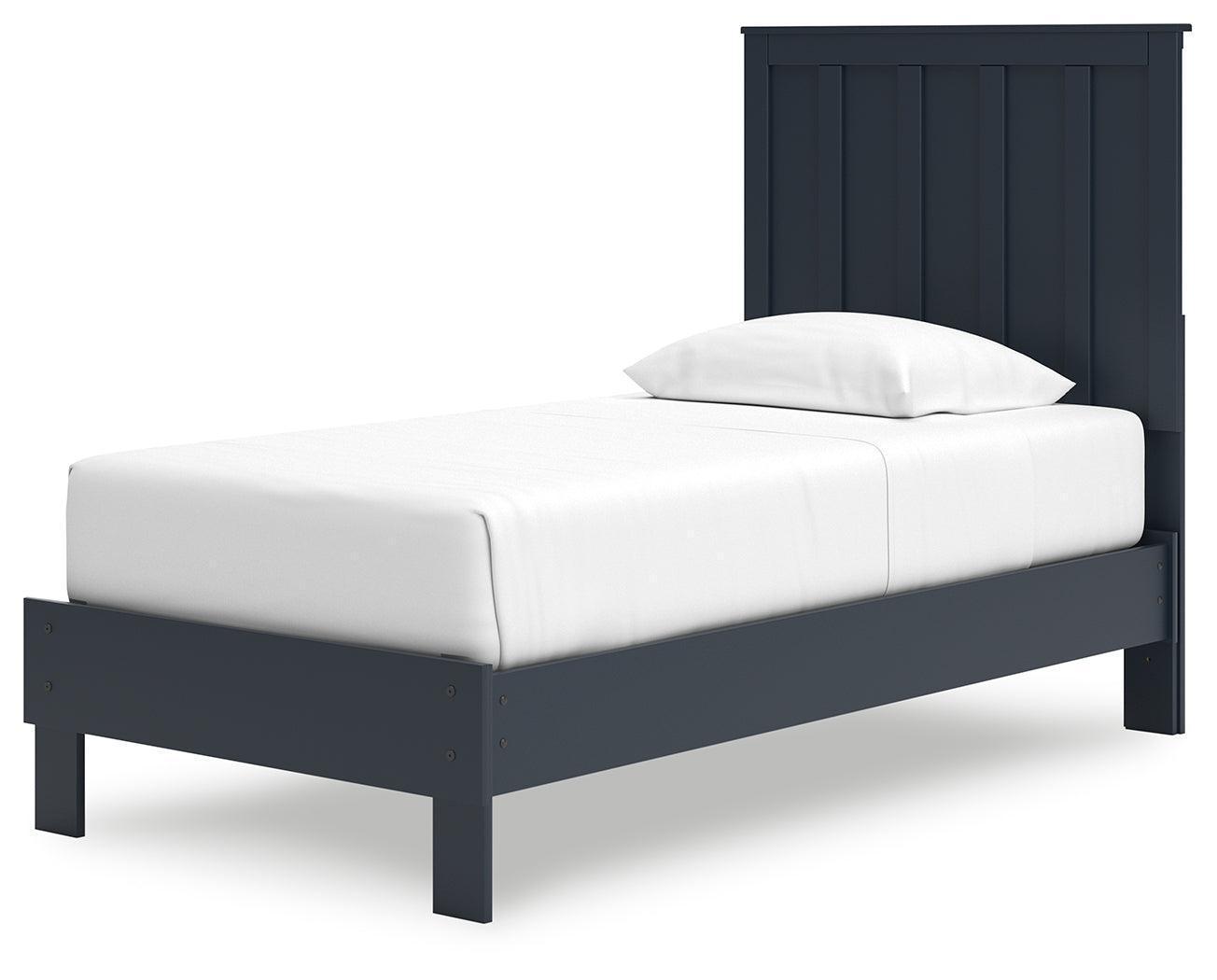 Simmenfort Navy Blue Twin Platform Bed