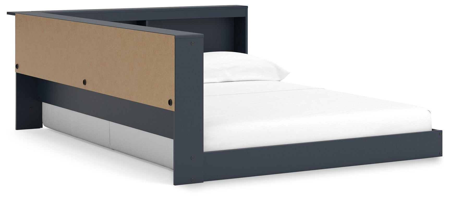 Simmenfort Navy Blue Full Bookcase Storage Bed
