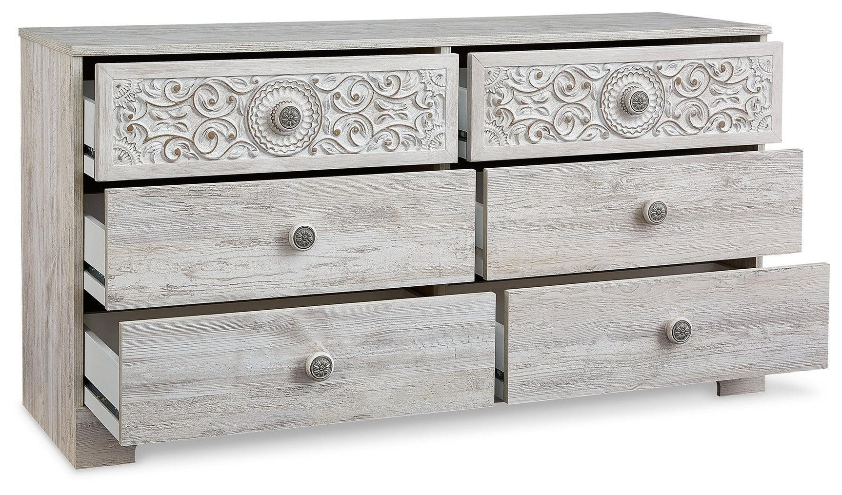 Paxberry Traditional Whitewash 6-Drawer Dresser