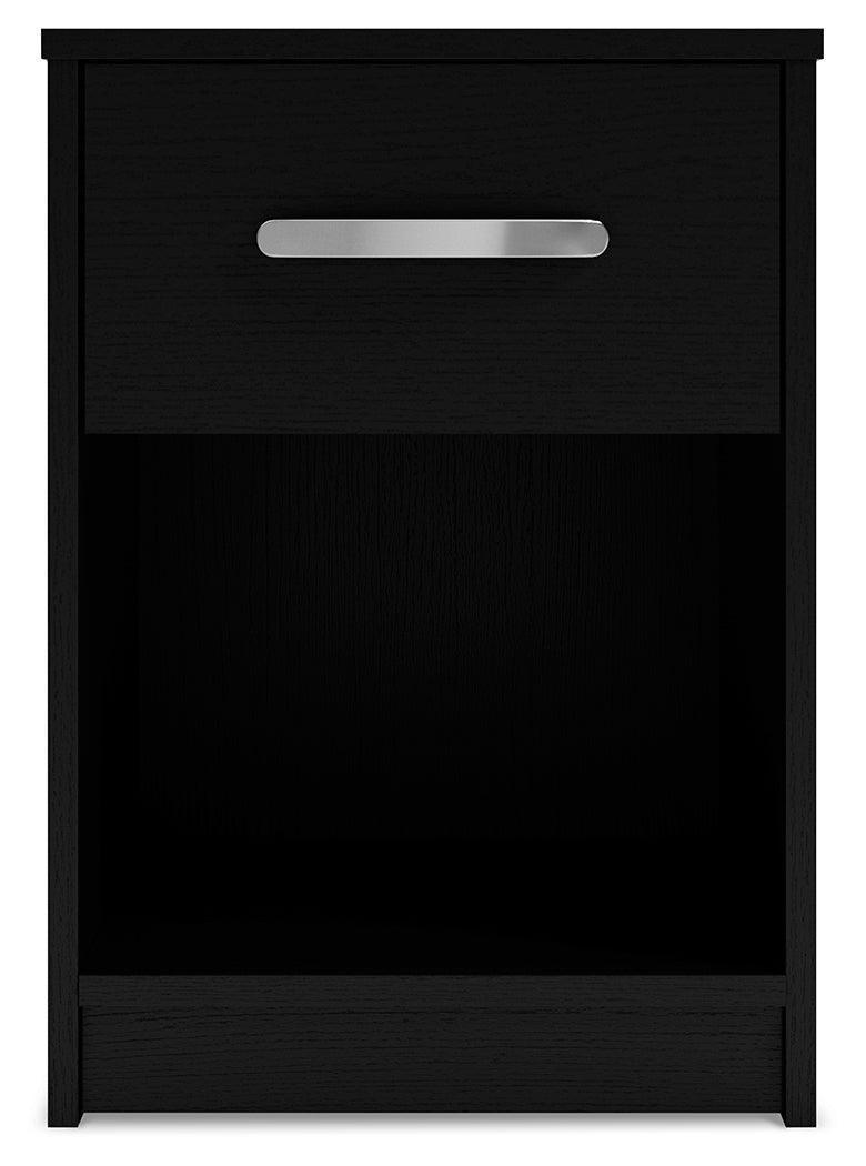 Finch Black Nightstand with Drawer and Open Cubby