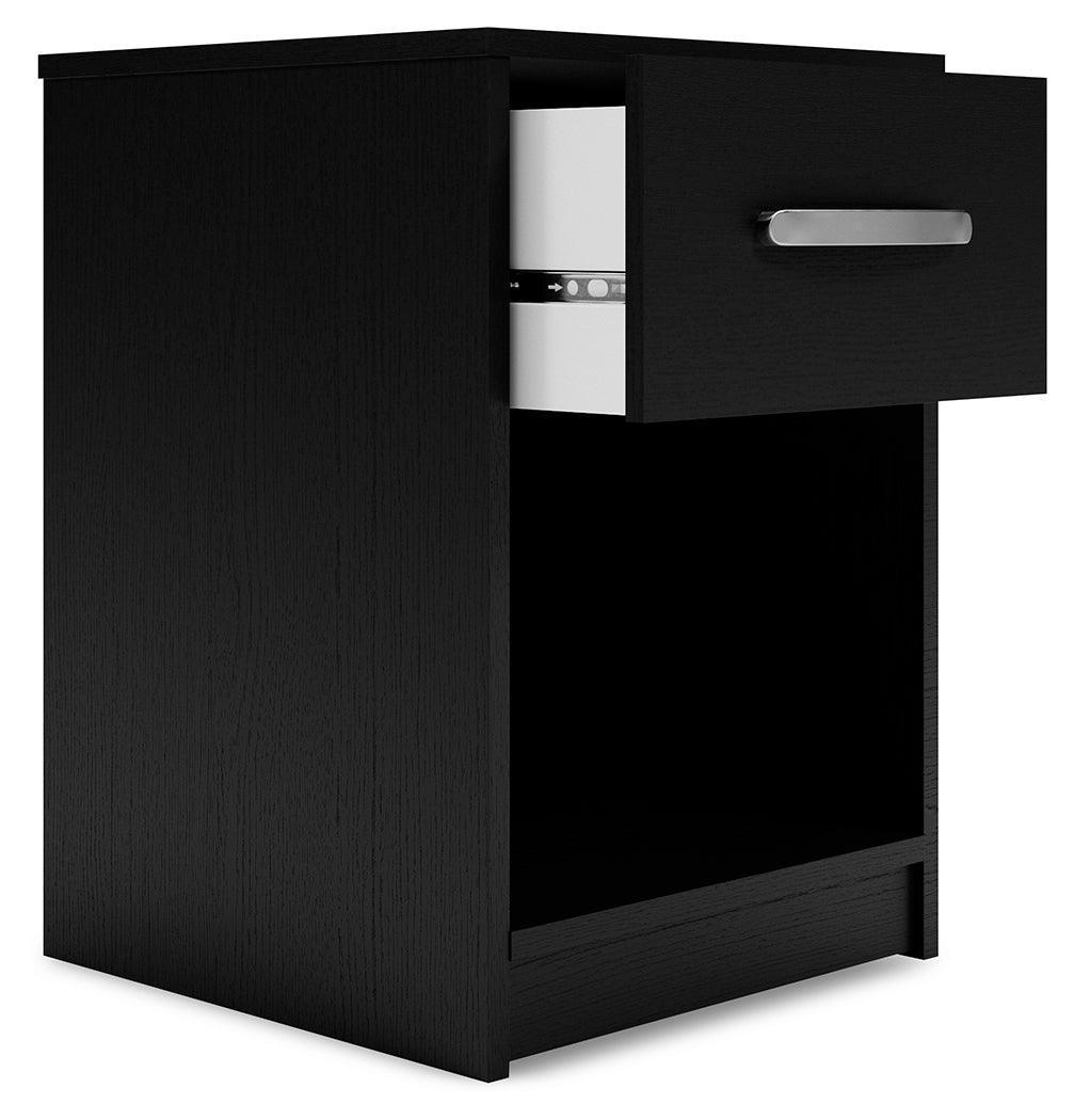 Finch Black Nightstand with Drawer and Open Cubby
