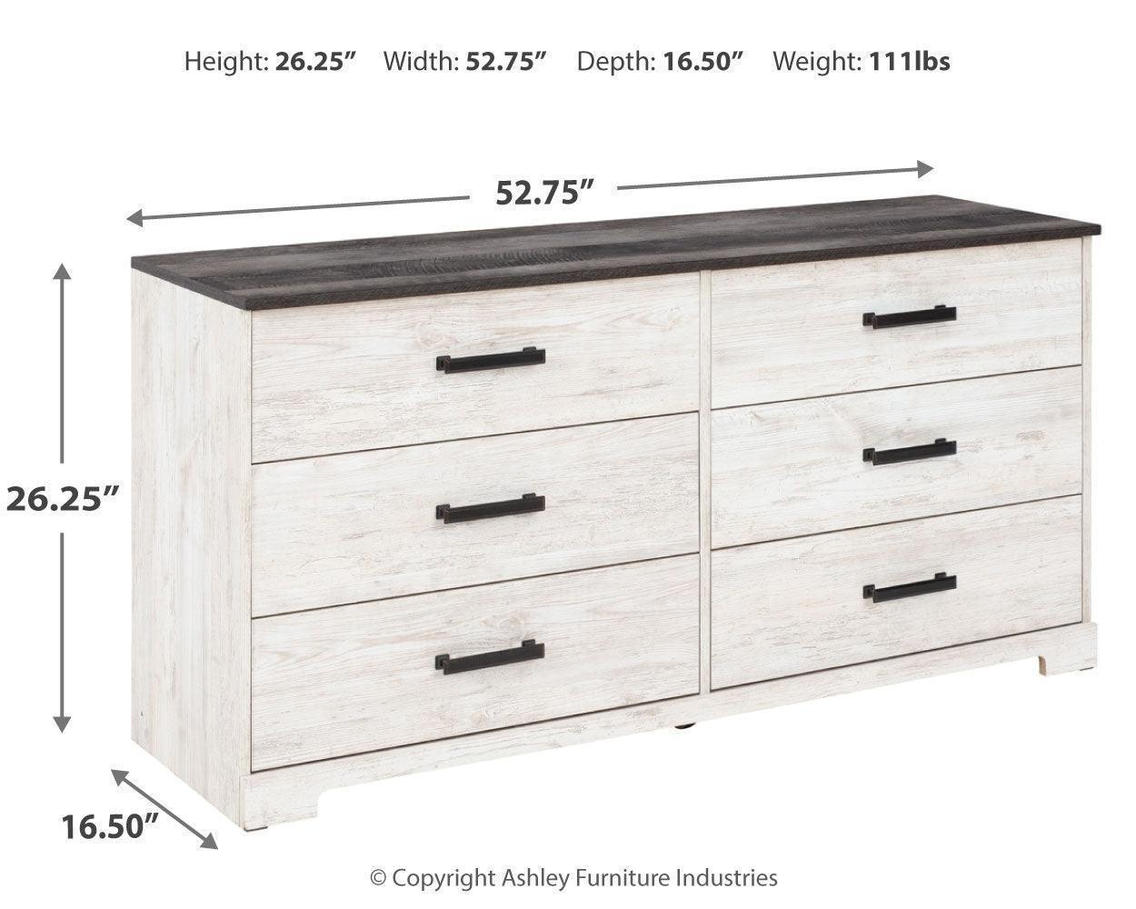 Shawburn Two-Tone Whitewash and Charcoal Gray Dresser