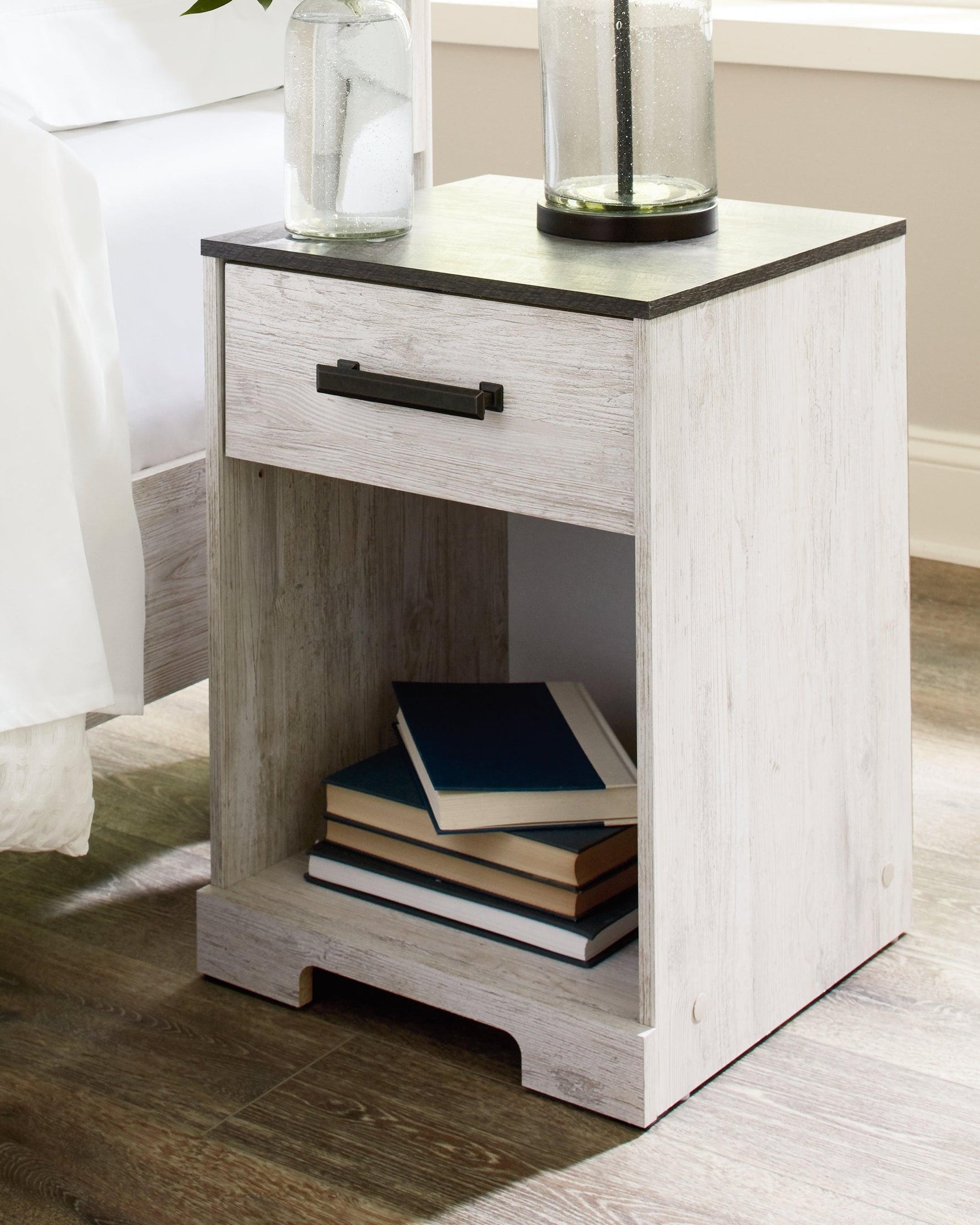 Shawburn Whitewash and Charcoal Gray Nightstand