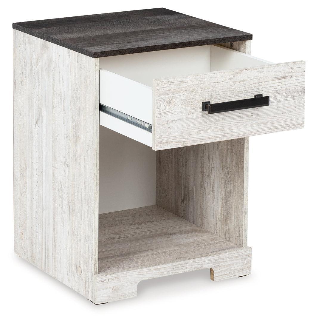 Shawburn Whitewash and Charcoal Gray Nightstand