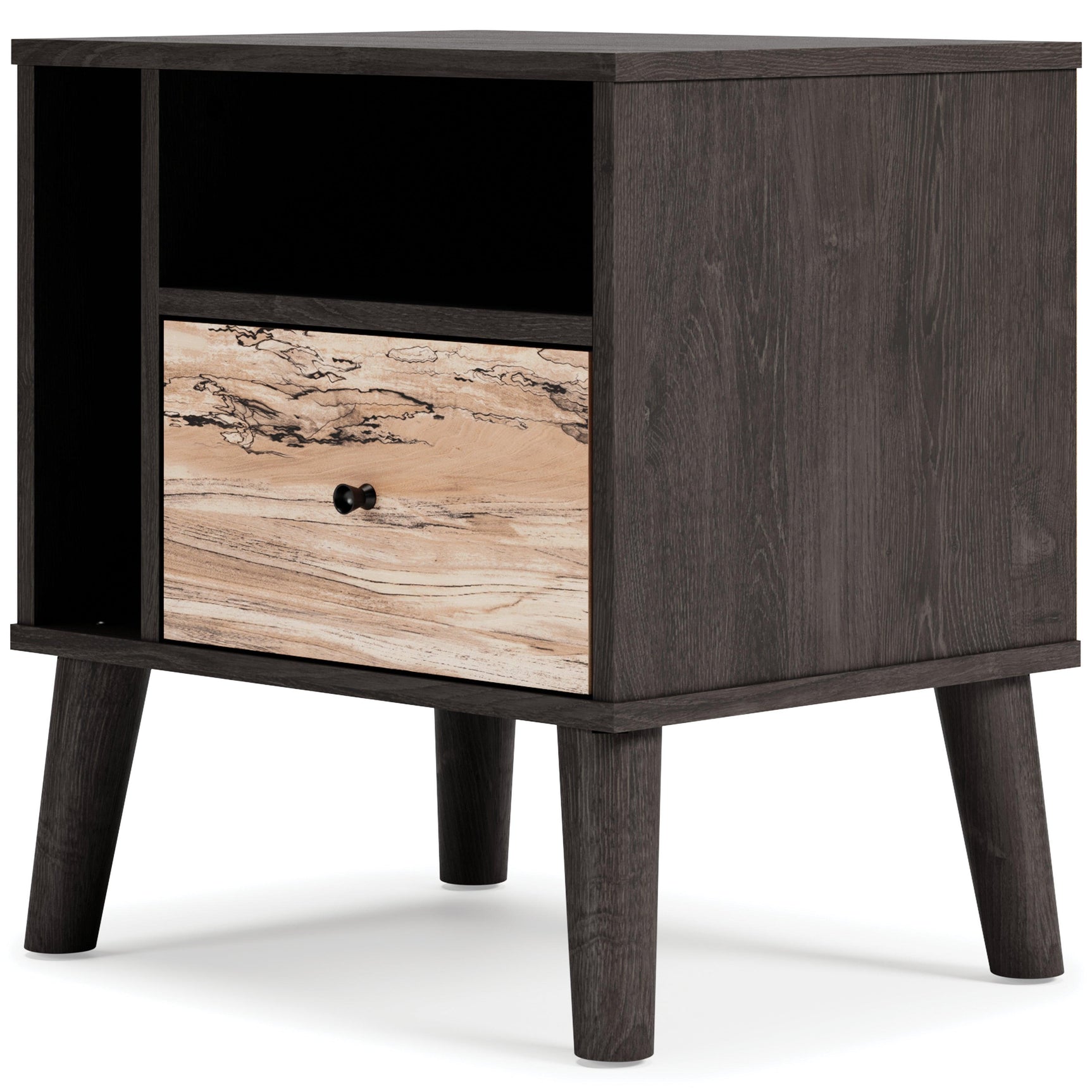 Piperton Two-tone Brown/Black Nightstand - Ella Furniture