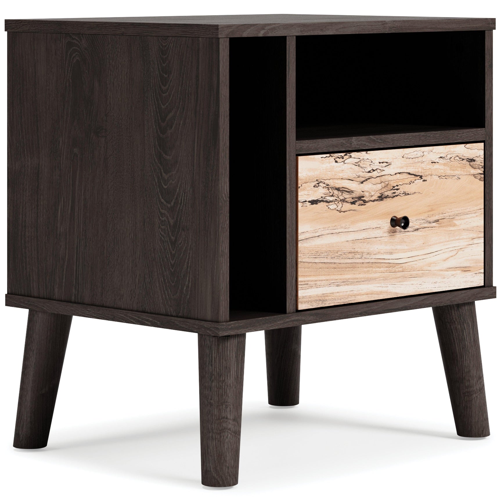 Piperton Two-tone Brown/Black Nightstand - Ella Furniture